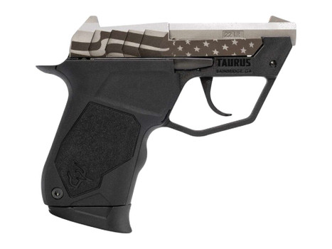 Taurus 1-22TUC139-USFLAG 22TUC Micro-Compact Frame 22 LR 9+1 2.50" Stainless Tip-Up Barrel, Custom Engraved Serrated Slide, Black Polymer Frame