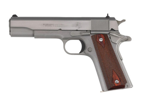 Colt Mfg O1911C-SS9 1911 Government 9mm Luger 9+1 5" Stainless National Match Barrel, Stainless Steel Serrated Slide, Stainless Streel Frame w/Beavertail, Double Diamond Checkered Wood Grip
