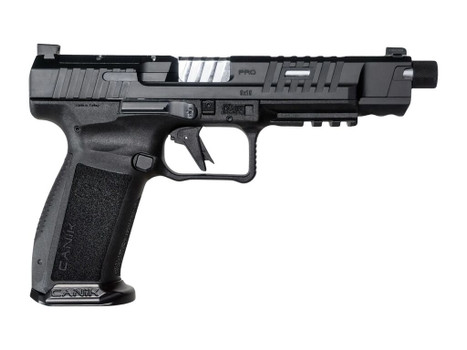 Canik HG7068-N Mete SFx Pro Full Size 9mm Luger 20+1 5.74" Chrome Plated Threaded Barrel, Black Steel Optic Ready/Serrated Slide, Black Polymer Frame w/Picatinny Rail, Interchangeable Backstrap Grip