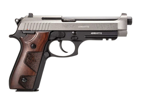 Taurus 1-92015C1-HW2 PT92 9mm Luger 17+1 5" Black Barrel, Tungsten Gray Cerakote Steel Serrated Slide, Black Cerakote Steel Frame w/Beavertail & Picatinny Rail, Altamont Wood Grip