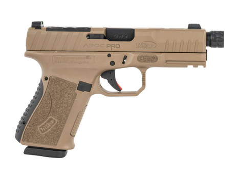 TriStar 85784 Apoc Pro 9mm Luger 15+1 4.50" Black Threaded Barrel, Flat Dark Earth Cerakote Steel Optic Ready/Serrated Slide, Flat Dark Earth Polymer Frame w/Picatinny Rail, Interchangeable Backstrap