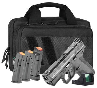 Smith & Wesson 14955 M&P9 Shield X Bundle Sub-Compact 9mm Luger 15+1 3.60" Black Armornite Target Crown Barrel, Black Armornite Stainless Steel Serrated w/Optic Slide, Black Polymer Frame w/Picatinny 