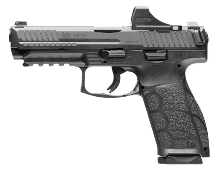 HK 81001496 VP9 A1 w/Optic Full Size 9mm Luger 10+1 4.53" Black Steel Polygonal Rifled Barrel & Serrated w/Optic Slide, Black Polymer Frame w/Picatinny Rail, Interchangeable Backstrap Grip, Holosun SC