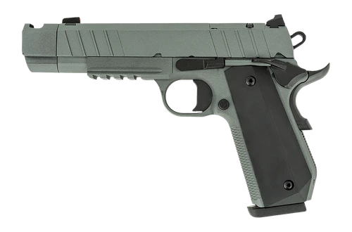 Tisas Arms 10100135 1911 Night Stalker Carry 45 ACP 8+1 4.25" Black Bull Barrel, Gray Cerakote Carbon Steel Serrated Slide, Gray Cerakote Carbon Steel Frame w/Beavertail & Picatinny Rail, Black Rubber