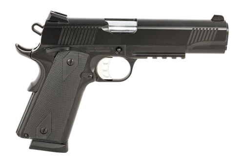 Tisas Arms 10100529 1911 Duty 45 ACP 8+1 5" Stainless Steel Barrel, Black Carbon Steel Serrated Slide & Frame w/Picatinny Rail, Black Rubber Grip                                                       