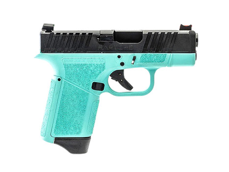 Gforce Arms GF932512RB Rapture Sub-Compact Frame 9mm Luger 12+1 3.25" Black Barrel, Black Cerakote Steel Optic Cut/Serrated Slide, Robin Egg Blue Cerakote Polymer Frame, Shield RMSc/RMR Footprint
