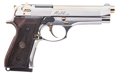 Derya Firearms 10L.MELIK9.NG.TR Melik  9mm Luger 10+1 4.90" Gold TiN Steel Barrel, Black Melonite Serrated Steel Slide,  Black Aluminum Frame, Black Polymer Grip                                       