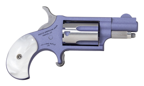 North American Arms 22LRORCHID Mini-Revolver  22 LR 5 Shot 1.13" Orchid Cerakote Stainless Steel Barrel & Frame, Orchid/Stainless Cylinder, White Pearlite Grip, Stainless Exposed Hammer               