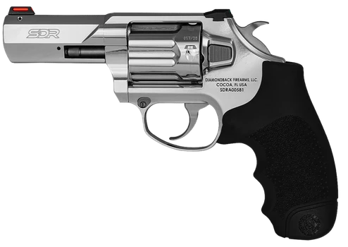 Diamondback DB0700S703 SDR  357 Mag/38 Special +P 6 Shot 3" Polished Stainless Steel Barrel, Cylinder & Frame, Black Hogue Rubber Grip, Exposed Hammer                                                  