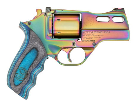 Chiappa Firearms 340354 Rhino 30DS 357 Mag 6 Shot 3" Nebula PVD Steel Barrel & Cylinder, Nebula PVD Alloy Frame, Blue Laminate Grip
