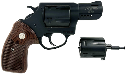 Charter Arms 13920 Double Dog  Large 9mm Luger/357 Mag/38 Special 5 Shot 2.20" Overall Black Passivate Stainless Steel Ported Barrel, Cylinder & Frame, Walnut Grip, Exposed Hammer                     