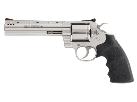 Colt Mfg GRIZZLYSP6RTS Grizzly 357 Mag 6 Shot 6" Stainless Ported Vent Rib Barrel, Stainless Unfluted Cylinder, Stainless Stainless Steel Frame, Black Hogue Overmolded Grip, Exposed Hammer