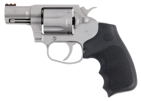 Colt Mfg COBRASM2RFO Cobra  38 Special +P 6rd Shot 2" Matte Stainless Barrel, Cylinder & Frame, Black Hogue Overmolded Grip, Exposed Hammer                                                             