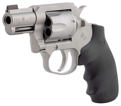 Colt Mfg KCOBRASM2BBS King Cobra  Small 357 Mag 6 Shot 2" Matte Stainless Steel Barrel, Cylinder Frame, Black Hogue Overmolded Grips, Exposed Hammer                                                    
