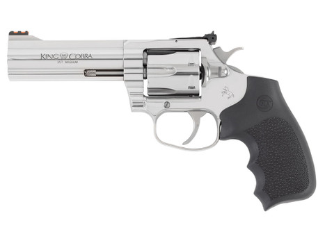 Colt Mfg KCOBRASB4RTS King Cobra Target 357 Mag 6rd Shot 4.25" Stainless Steel Barrel, Cylinder & Frame, Black Hogue Overmolded Grip, Exposed Hammer