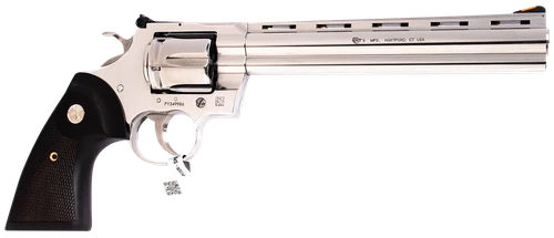 Colt Mfg PYTHONSP8WTS Python  357 Mag/38 Special 6 Shot 8" Polished Stainless Steel Vent Rib Barrel, Cylinder & Frame, Walnut w/Medallion Grip, Exposed Hammer                                          