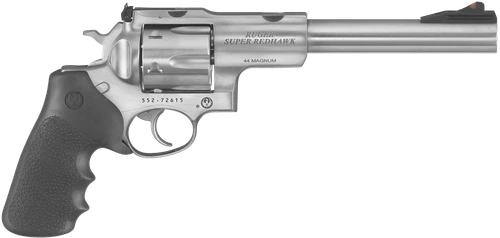 Ruger 5501 Super Redhawk  44 Rem Mag/44 Special 6rd 7.50" Satin Stainless Steel w/Integral Mount Barrel, Satin Stainless Cylinder & Frame, Black Hogue Tamer Monogrip, Transfer Bar Safety              