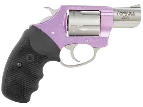 Charter Arms 53840 Undercover Lite Lavender Lady Small 38 Special 5rd 2" Stainless Steel Barrel & Cylinder, Lavender Aluminum Frame, Black Finger Grooved Rubber Grip, Exposed Hammer