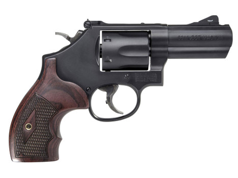 Smith & Wesson 12039 PC Model 19 Carry Comp K-Frame 357 Mag 38 S&W Spl +P 6 Shot 3" Black PowerPort Vented Barrel Black Cylinder Black Carbon Steel Frame Finger Grooved Wood Grip Exposed Hammer