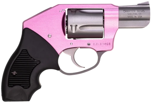 Charter Arms 53851 Undercover Lite Chic Lady Small 38 Special 5 Shot 2" High Polished Stainless Steel Barrel & Cylinder, Pink Aluminum Frame w/Black Finger Grooved Rubber Grip, Concealed Hammer       