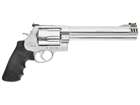 Smith & Wesson 163460 Model 460 XVR Extra Large 460 S&W Mag 5 Shot 8.38" Satin Compensated Barrel, Satin Cylinder, Satin Stainless Steel Frame, Black Finger Grooved Grip, Exposed Hammer