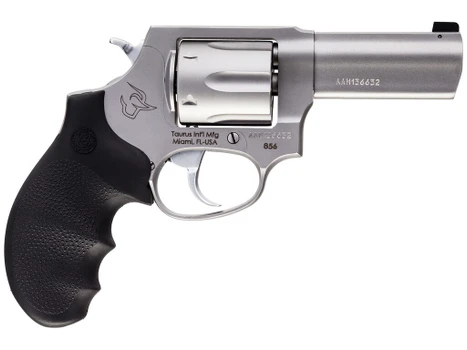 Taurus 2-85639NS 856 Defender Small 38 Special +P 6 Shot 3" Matte Stainless Steel Barrel, Cylinder & Frame, Hogue Finger Grooved Grip, Transfer Bar Safety, Exposed Hammer