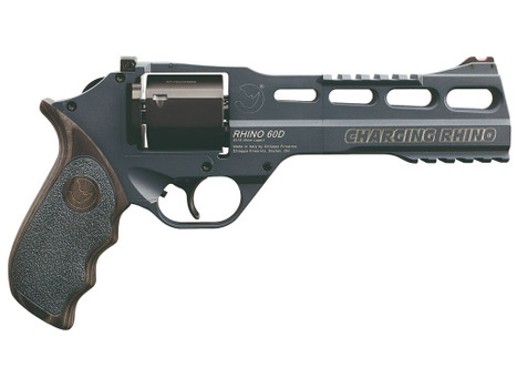 Chiappa Firearms 340314 Rhino 60DS Gen II 9mm Luger 6 Shot 6" Slate Cerakote Steel Black Barrel & Cylinder, Slate Cerakote Aluminum Frame, Black/Gray Finger Grooved Laminate Grip, Exposed Hammer