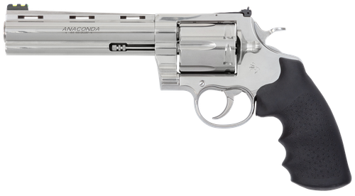 Colt Mfg ANACONDASP6RFT Anaconda Target 44 Mag 6rd 6" Stainless Vent Rib Barrel, Cylinder & Stainless Stainless Steel Frame, Black Rubber Grip                                                          