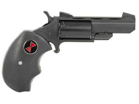 North American Arms BWMCRK Black Widow 22 WMR 5 Shot 2" Matte Black Heavy Vent Rib Barrel, Matte Black Cerakote Stainless Steel Frame, Black Cylinder, Black Finger Grooved Rubber Grip, Exposed Hammer