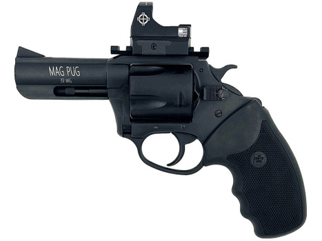Charter Arms 13535 Mag Pug Large 357 Mag 5 Shot, 3" Black Passivate Steel Barrel & Cylinder, Black Passivate Steel w/Picatinny Rail Frame. Black Combat Rubber Grip, Includes Micro Optic