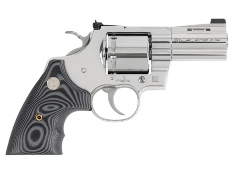 Colt Mfg PYTHONSP3NS Python Combat Elite 357 Mag/38 Special 6 Shot 3" Stainless Steel Recessed Target Crown Vent Rib Barrel, Cylinder & Frame, Black G10 Grip w/Colt Medallion, Exposed Hammer