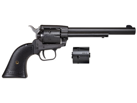 Heritage Mfg SRR22MBS6PG Rough Rider 22 LR/22 WMR 6 Shot/ 6.50" Black Satin Steel Barrel, Frame & Cylinder, Black Polymer Grip, Hammer/Thumb Safety, Exposed Hammer