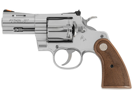 Colt Mfg PYTHONSP2WCTS Python 357 Mag/38 Special 6 Shot 2.50" Stainless Recessed Target/Vent Rib Barrel, Stainless Cylinder & Frame, Walnut w/Colt Medallion Grip