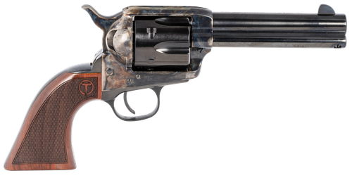 Taylors & Company 550180 Smoke Wagon  357 Mag Caliber with 4.75" Blued Finish Barrel, 6rd Capacity Blued Finish Cylinder, Color Case Hardened Finish Steel Frame & Checkered Walnut Grip                