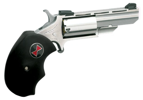 North American Arms BWL Black Widow  Compact Frame 22 LR 5 Shot 2" Stainless Steel Vent Rib Barrel, Stainless Steel Frame, Stainless Cylinder, Black Finger Grooved Rubber Grip, Exposed Hammer         