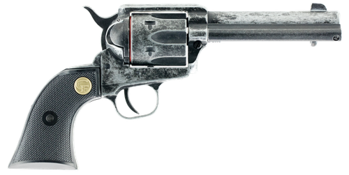 Chiappa Firearms 340089 SAA 1873  Medium Frame 22 LR 6 Shot, 4.75" Antiqued Steel Barrel, Antiqued Steel Frame, Antique Cylinder, Black Plastic Grip, Exposed Hammer                                    