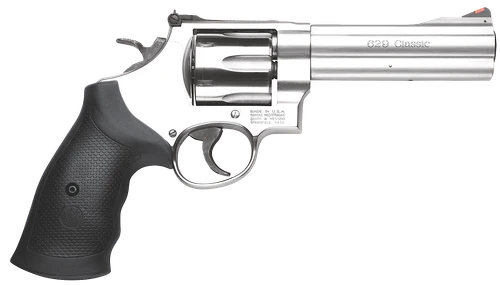Smith & Wesson 163636 Model 629 Classic 44 Rem Mag or 44 S&W Spl Stainless Steel 5" Barrel & 6rd Cylinder, Satin Stainless Steel N-Frame, Red Ramp Front/White Outline Rear Sights                      