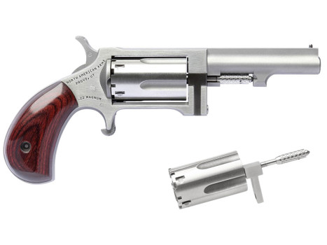 North American Arms SWC250 Sidewinder 22 LR 22 WMR 5 Shot 2.50" Stainless Steel Barrel, Frame & Cylinder, Rosewood Birdshead Grip Exposed Hammer