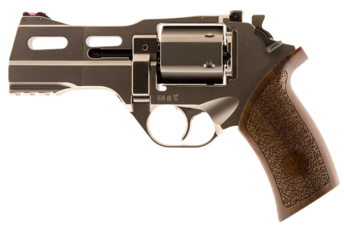Chiappa Firearms 340222 Rhino 40DS Small Frame 357 Mag 6 Shot, 4" Nickel-Plated Steel Vent Rib Barrel & Cylinder, Nickel-Plated Aluminum Frame, Walnut Grip, Concealed Hammer                           