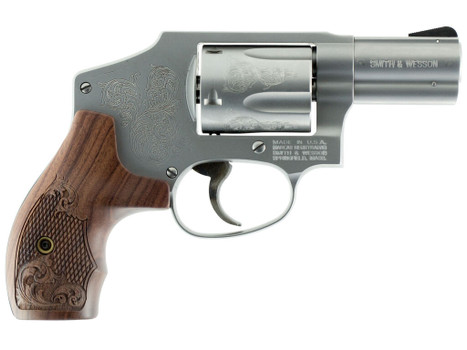 Smith & Wesson 150784 Model 640 *CA Compliant 357 Mag 2.13" Stainless Engraved Barrel , 5rd Stainless Engraved Cylinder, Matte Silver Stainless Steel Engraved J Frame , Wood Engraved Grip