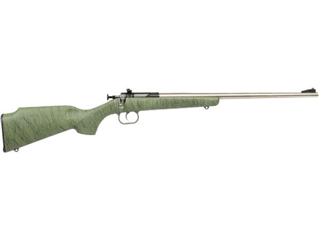 Crickett KSA2442 Gen2 Youth 22 LR 1rd 16.13" Stainless Single Shot Barrel, Stainless Steel Receiver, Green w/Black Webbing Fixed Synthetic Stock