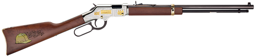 Henry H004AC American Construction  22 S/L/LR, 16 LR/21 Short Capacity, 20" Blued Octagon Barrel, Nickel-Plated w/24K Gold Inlay Engraved Steel Drilled & Tapped Receiver, Walnut w/Gold Accent Fixed Wo