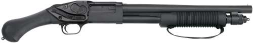 Mossberg 50638 590 Shockwave 12 Gauge Pump 3" 5+1 14.38" Matte Blued Heavy-Walled Barrel, Drilled & Tapped Matte Blued Stainless Steel Receiver, Black Raptor Birdshead Grip, Crimson Trace Lasersaddle 