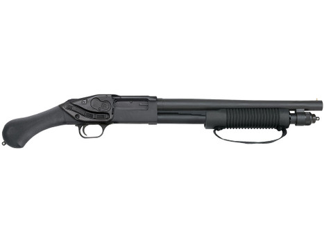 Mossberg 50638 590 Shockwave 12 Gauge Pump 3" 5+1 14.38" Matte Blued Heavy-Walled Barrel, Drilled & Tapped Matte Blued Stainless Steel Receiver, Black Raptor Birdshead Grip, Crimson Trace Lasersaddle