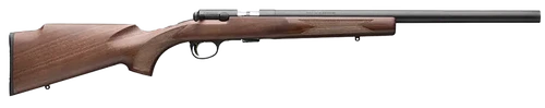 Browning 025253204 T-Bolt Target SR 22 WMR 10+1 20" Matte Blued Heavy Bull Threaded Barrel, Drilled & Tapped Matte Blued Steel Receiver, Grade I Black Walnut Target Style Fixed w/Raised Comb Stock    