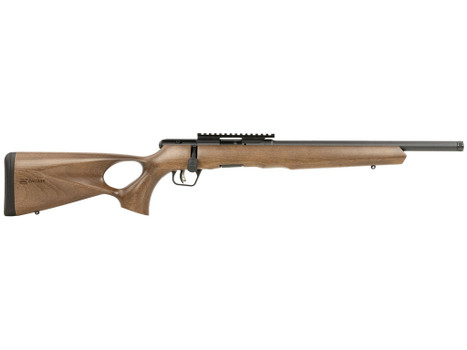 Savage Arms 70217 B Series Timber 22 LR 10+1 16.50" Matte Black Threaded Barrel, Matte Black Picatinny Rail Carbon Steel Receiver, Woodgrain Fixed Thumbhole Stock