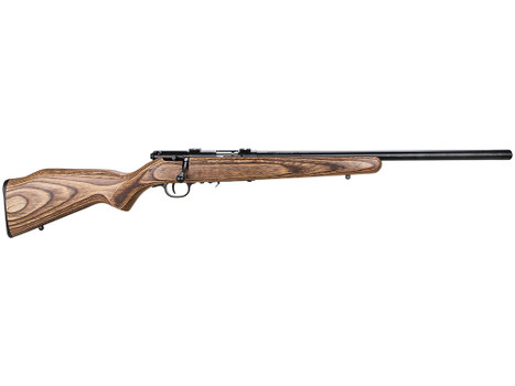 Savage Arms 96734 93R17 BV Full Size 17 HMR 5+1 21" Matte Black Heavy Barrel, Matte Black Drilled & Tapped Carbon Steel Receiver, Natural Brown Fixed Laminate Stock, Right Hand
