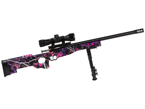 Crickett KSA2148 Precision Package Youth 22 LR 1rd 16.12" Threaded Bull Barrel w/Muzzle Brake, Adjustable Cheek Comb Muddy Girl Synthetic Stock, 10 3/8"-11 1/8" LOP, Integrated Buttstock & Forend Cric