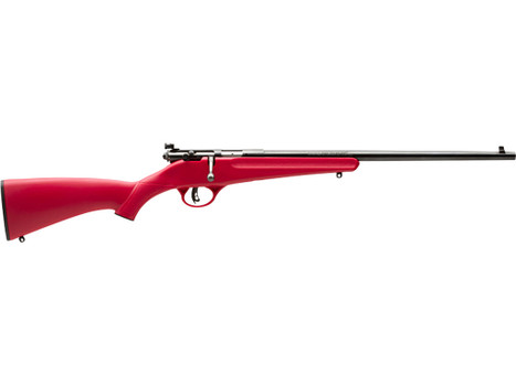 Savage Arms 13795 Rascal Youth 22 LR 1rd 16.13" Matte Black Sporter Barrel, Matte Black Carbon Steel Receiver, Red Fixed Synthetic Stock, Right Hand