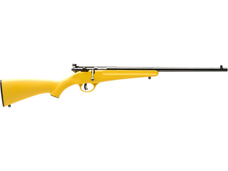 Savage Arms 13805 Rascal Youth 22 LR 1rd 16.13" Matte Black Sporter Barrel, Matte Black Carbon Steel Receiver, Yellow Fixed Synthetic Stock, Right Hand
